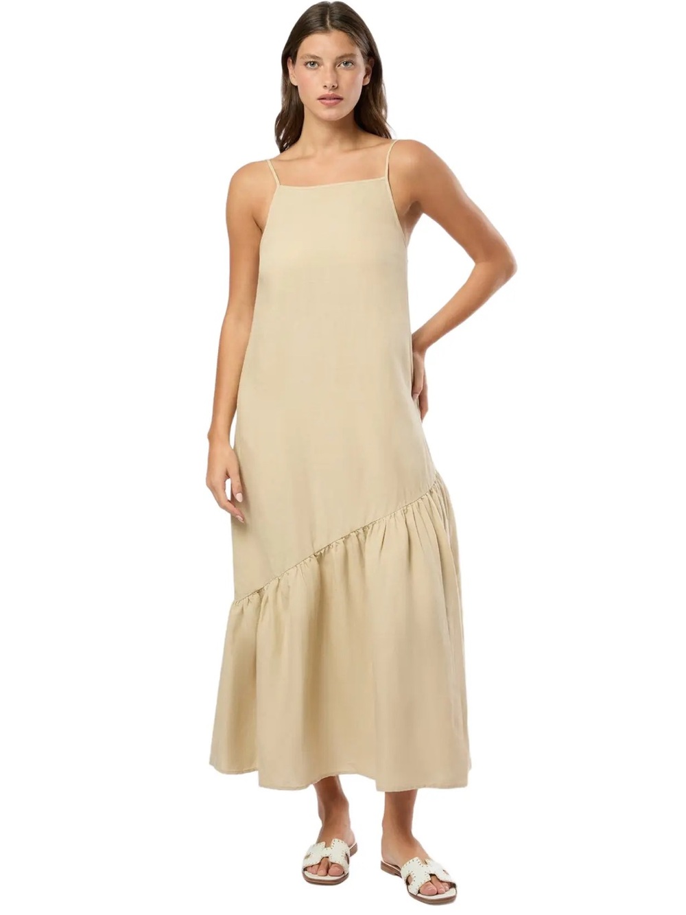 Onia Air Linen Square Neck Maxi Dress